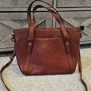 Fossil Dark Brown Leather Shoulder Bag